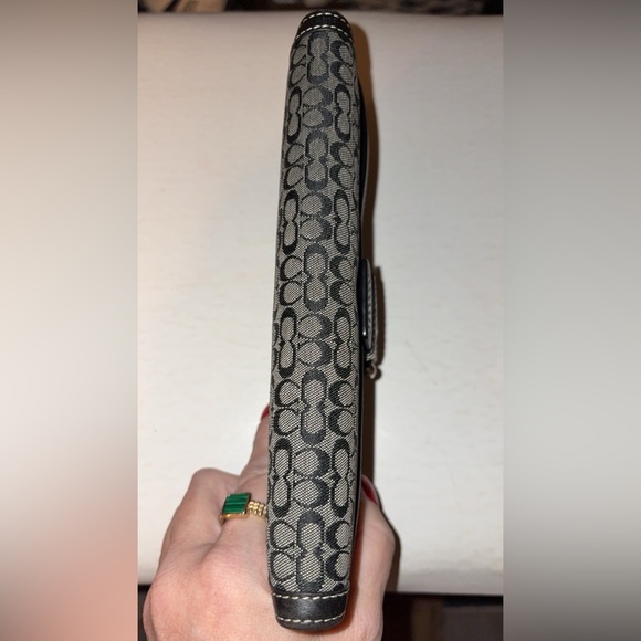 🖤 Vintage Coach Soho XL Signature Black and Gray Wallet & Checkbook EUC - Picture 7 of 13